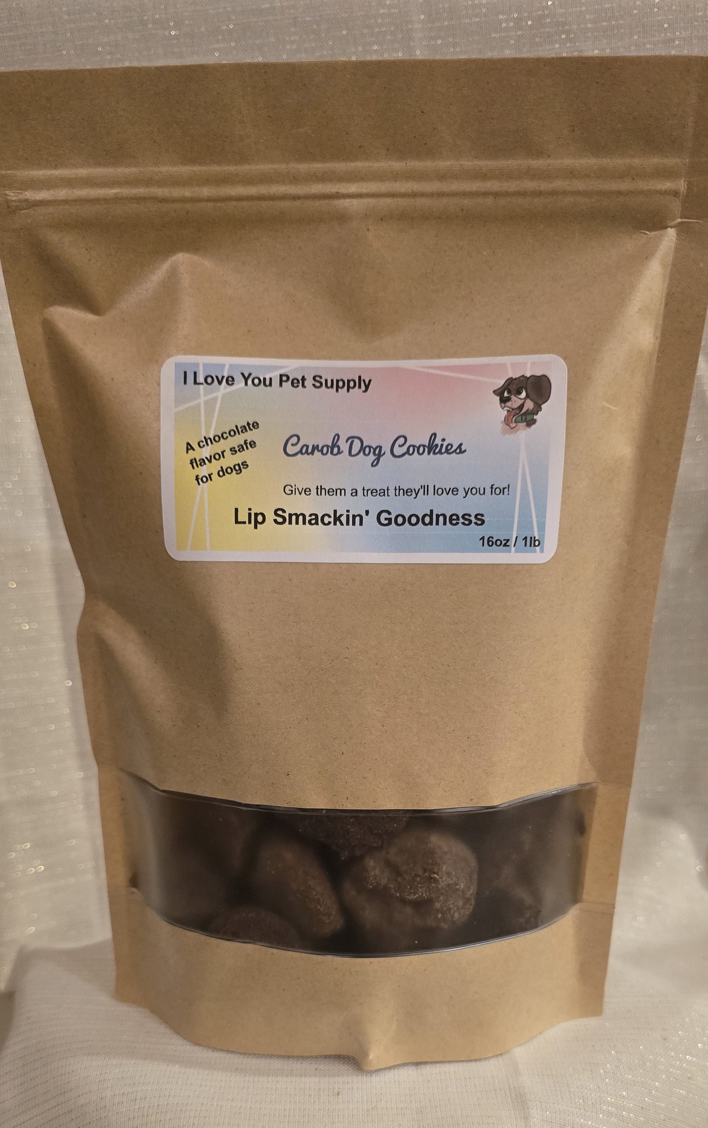 awesome carob dog cookies come in heat sealed bags for freshness and safety.