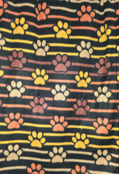 Doggie blanket - orange and gold paw print