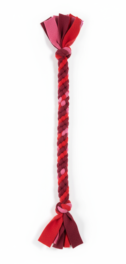 Large fleece pull toy - multi-red full length