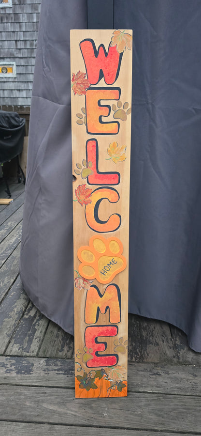 hand painted WELCOME sign