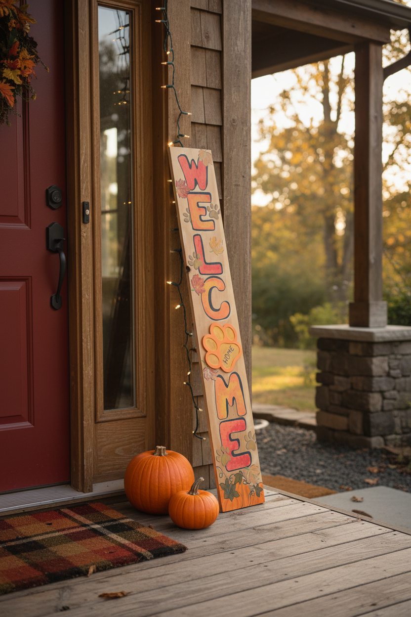 hand painted WELCOME sign